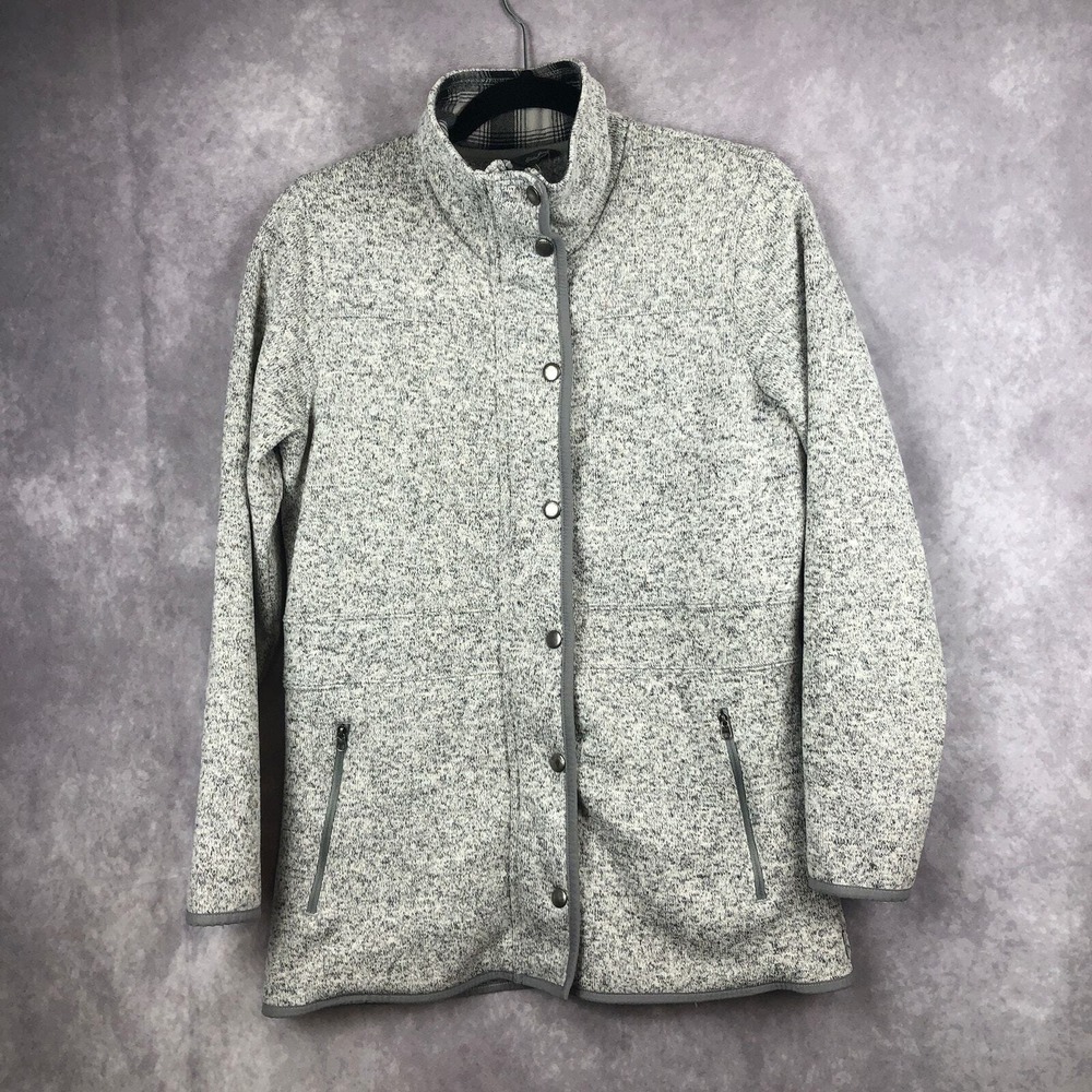 Eddie Bauer Jacket Womens Medium Gray Radiator Fleece Field Pockets Gorpcore